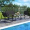 4 Pieces Patio Furniture Set Fabric Lawn Chairs and Loveseat with Glass Coffee Table